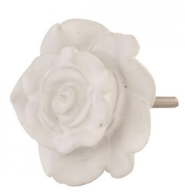 Keramická úchytka Růže bílá  - Kliknutím zobrazíte detail obrázku.