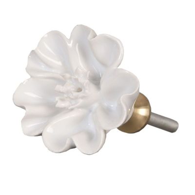 Keramická úchytka bílá Květina 4 cm - Kliknutím zobrazíte detail obrázku.