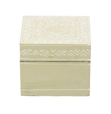 Dřevěná krabička krémová s ornamentem - Kliknutím zobrazíte detail obrázku.
