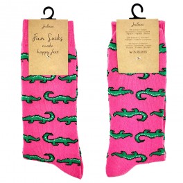 Ponožky růžové s krokodýly 35-38