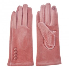 Dámské růžové semišové rukavice