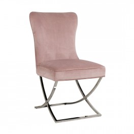 Židle Scarlett Pink Velvet Silver