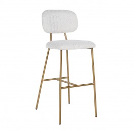 Barová židle Xenia white bouclé / brushed gold