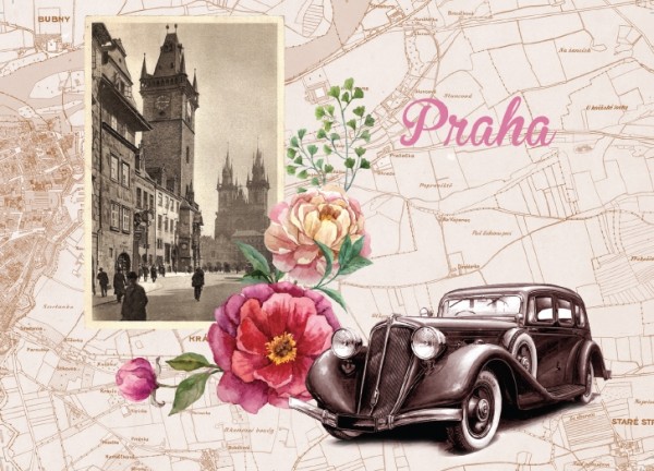 Pohlednice Praha auto - Kliknutím zobrazíte detail obrázku.