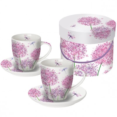 Espresso šálky Květy akvarel fialové - Kliknutím zobrazíte detail obrázku.