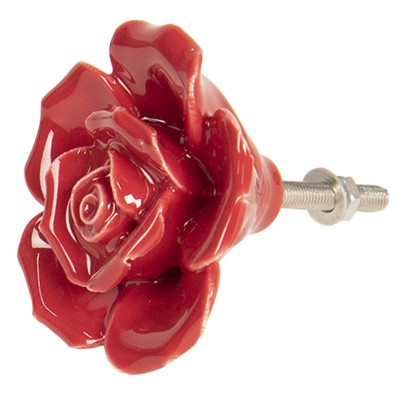 Keramická úchytka Růže červená 4 cm - Kliknutím zobrazíte detail obrázku.