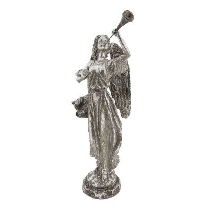 Dekorativní socha Stříbrný anděl s trubkou - Kliknutím zobrazíte detail obrázku.