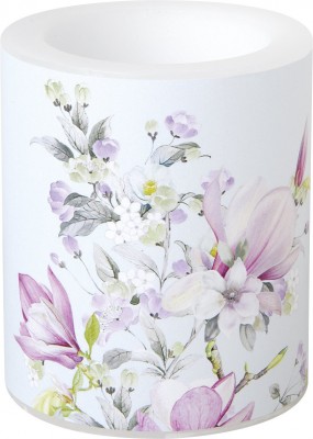 Voskový svícen se svíčkou Romantic magnolia light blue - Kliknutím zobrazíte detail obrázku.