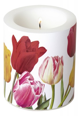 Voskový svícen se svíčkou Tulips white - Kliknutím zobrazíte detail obrázku.