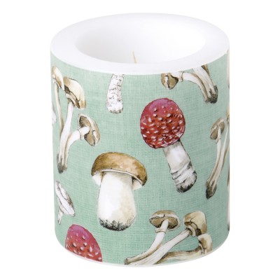 Voskový svícen se svíčkou Country mushrooms green - Kliknutím zobrazíte detail obrázku.