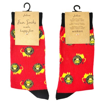 Ponožky červené se lvy 35-38 - Kliknutím zobrazíte detail obrázku.