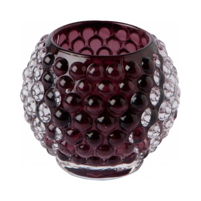 Skleněný svícen na čajovou svíčku Bubble purple round - Kliknutím zobrazíte detail obrázku.