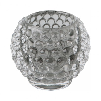Skleněný svícen na čajovou svíčku Bubble grey round - Kliknutím zobrazíte detail obrázku.