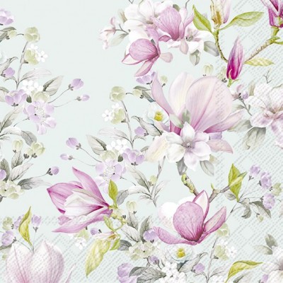 Papírové ubrousky Romantic magnolia light blue - Kliknutím zobrazíte detail obrázku.