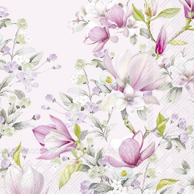 Papírové ubrousky Romantic magnolia light rose - Kliknutím zobrazíte detail obrázku.