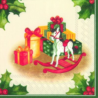 Papírové ubrousky s vánočními dárky - Kliknutím zobrazíte detail obrázku.