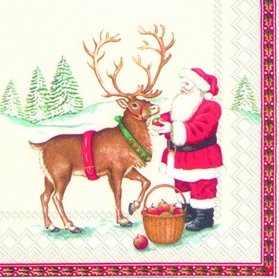 Papírové ubrousky Santa and deer - Kliknutím zobrazíte detail obrázku.
