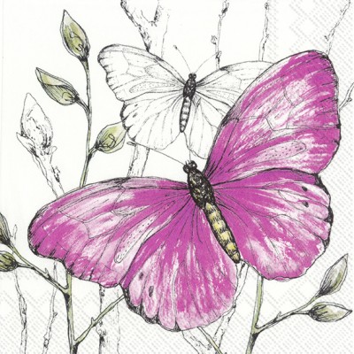 Papírové ubrousky Colourful butterflies pink - Kliknutím zobrazíte detail obrázku.