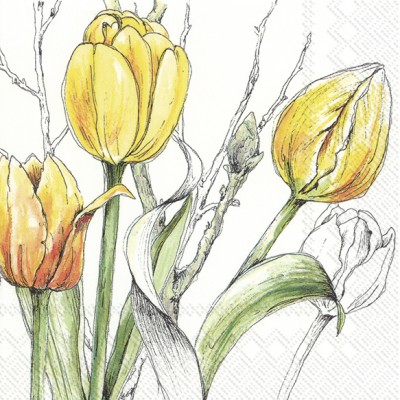 Papírové ubrousky Colourful tulips yellow - Kliknutím zobrazíte detail obrázku.