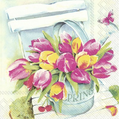 Papírové ubrousky Spring tulips - Kliknutím zobrazíte detail obrázku.