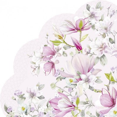 Papírové ubrousky Romantic magnolia light rose kulaté - Kliknutím zobrazíte detail obrázku.