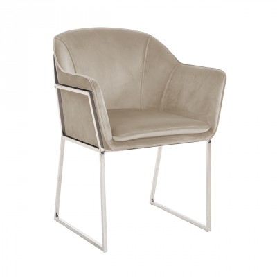 Židle Tresanto khaki velvet / silver - Kliknutím zobrazíte detail obrázku.